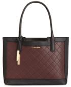Calvin Klein Quilted-panel Saffiano Leather Tote