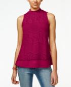 Self Esteem Juniors' Lace Mock-turtleneck Top