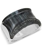 Robert Lee Morris Soho Silver-tone Gray Sculptural Pave Hinged Bangle Bracelet