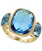 Effy Ocean Bleu Blue Topaz Three-stone Ring (17-3/8 Ct. T.w.) In 14k Gold