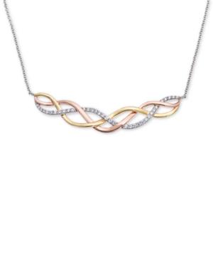Giani Bernini Cubic Zirconia Tricolor Crisscross Collar Necklace, Created For Macy's