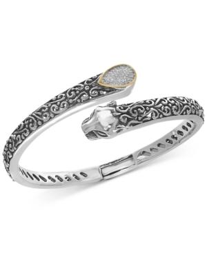 Effy Diamond Pave Panther Bypass Bracelet (1/6 Ct. T.w.) In Sterling Silver And 18k Gold