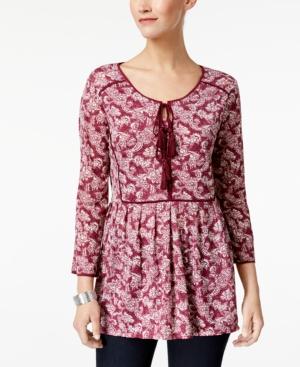 Style & Co Printed Peasant Top, Created For Macy's