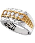 Men's Diamond Two-tone Ring (3/4 Ct. T.w.) In 10k Gold & White Gold