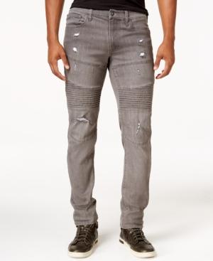 Ring Of Fire Men's Slim-fit Rexford Asphalt Wash Destructed Moto Jeans, Only At Macy's