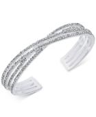 Inc International Concepts Silver-tone Overlap Pave Cuff Bracelet, Only At Macy's