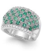 Emerald (1-1/6 Ct. T.w.) And White Sapphire (7/8 Ct. T.w.) Ring In Sterling Silver