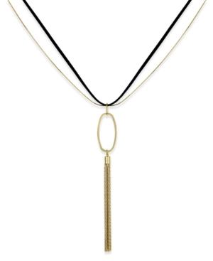 Inc International Concepts Gold-tone Imitation Suede Tassel Pendant Necklace, Only At Macy's