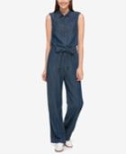 Tommy Hilfiger Tie-front Denim Jumpsuit, Only At Macy's