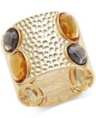 Inc International Concepts Gold-tone Hammered Colored Crystal Stretch Bracelet, Only At Macy's