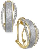 Diamond Glitter Omega Earrings (1/3 Ct. T.w.) In 14k Gold-plated Sterling Silver