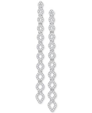 Swarovski Silver-tone Crystal Pave Linear Drop Earrings