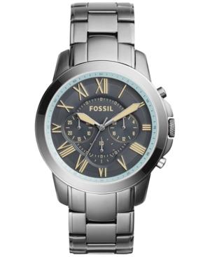 Fossil Men's Chronograph Grant Smoke-tone Stainless Steel Bracelet Watch 44mm Fs5185