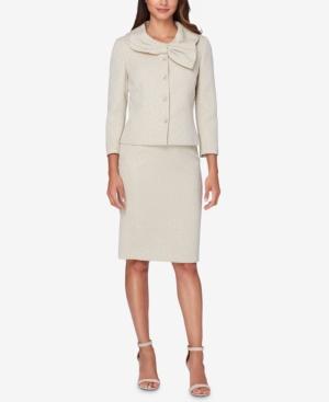 Tahari Asl Bow-neck Four-button Skirt Suit