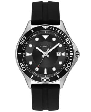 Caravelle New York By Bulova Men's Black Silicone Strap Watch 42mm
