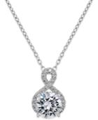 Cubic Zirconia Infinity Pendant Necklace In Sterling Silver