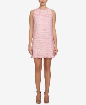 Cece Brie Tweed Ruffle Shift Dress
