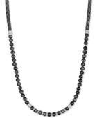 Esquire Men's Jewelry Red Tiger's Eye (6mm) Braided Leather 30 Necklace In Sterling Silver, Created For Macy's (also Available In Onyx And Manufactured Turquoise)