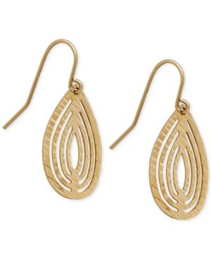 Teardrop-shape Cut-out Drop Earrings In 10k Gold