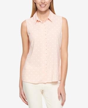 Tommy Hilfiger Sleeveless Dot-print Shirt, Only At Macy's