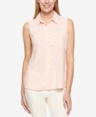 Tommy Hilfiger Sleeveless Dot-print Shirt, Only At Macy's