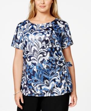 Msk Plus Size Side-tie Sparkle Top