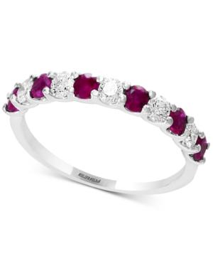 Gemstone Bridal By Effy Sapphire (1/2 Ct. T.w.) & Diamond (1/4 Ct. T.w.) Band In 18k White Gold(also Available In Ruby, Emerald, & Pink Sapphire)