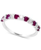 Gemstone Bridal By Effy Sapphire (1/2 Ct. T.w.) & Diamond (1/4 Ct. T.w.) Band In 18k White Gold(also Available In Ruby, Emerald, & Pink Sapphire)