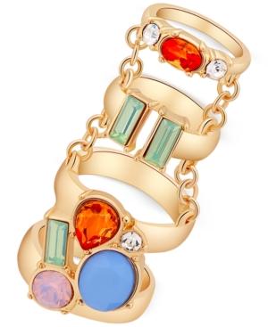 Guess Gold-tone Crystal Three Band Connector Ring