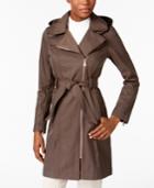Vince Camuto Asymmetrical Belted Hooded Raincoat