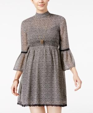 City Studios Juniors' Smocked Lace-trim Shift Dress