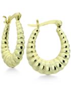 Giani Bernini Shrimp Stamp Oval Hoop Earrings In 18k Gold-plated Sterling Silver, Only At Macy's