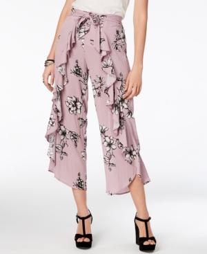 American Rag Juniors' Floral-print Ruffled Pants, Created For Macy's