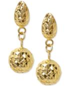 Textured Drop Earrings In 10k Gold