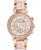 Michael Kors Women's Chronograph Parker Blush And Rose Gold-tone Stainless Steel Bracelet Watch 33mm Mk5896