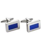 Kenneth Cole Reaction Polished Cufflinks With Blue Cateye Center