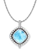 Marahlago Larimar & White Sapphire Accent 21 Pendant Necklace In Sterling Silver