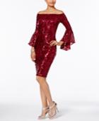 Betsy & Adam Sequined Bell-sleeve Dress