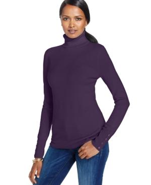 Jm Collection Button-sleeve Turtleneck, Only At Macy's