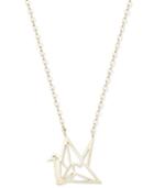 Origami-look Swan Pendant Necklace In 14k Gold