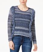Rachel Rachel Roy Printed Fringe Sweater