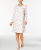 Charter Club Fleece Lace-trimmed Printed Nightgown, Only At Macy's