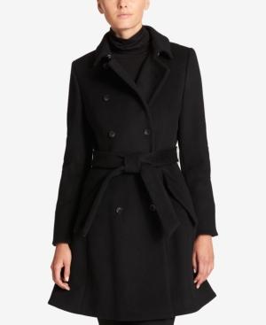 Dkny Double-breasted Fit & Flare Peacoat