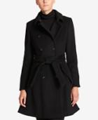 Dkny Double-breasted Fit & Flare Peacoat