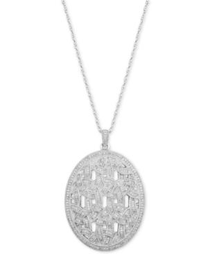 Diamond (1/2 Ct. T.w.) Openwork Disc 18 Pendant Necklace In Sterling Silver