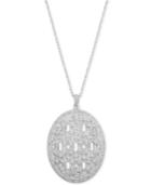 Diamond (1/2 Ct. T.w.) Openwork Disc 18 Pendant Necklace In Sterling Silver