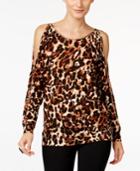 Thalia Sodi Animal-print Cold-shoulder Sweater, Only At Macy's