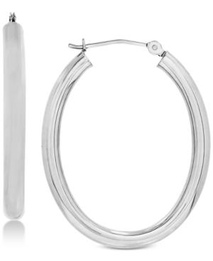 Polished Oval Hoop Earrings In 14k Gold Or White Gold