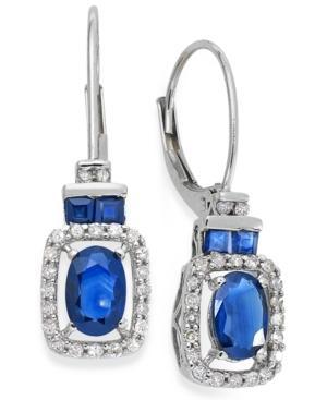 14k White Gold Earrings, Sapphire (1-1/5 Ct. T.w.) And Diamond (1/5 Ct. T.w.) Drop Earrings