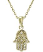 Giani Bernini Cubic Zirconia Hamsa Pendant Necklace In 18k Gold-plated Sterling Silver, Only At Macy's